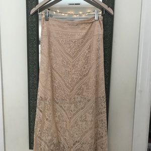 Blush lace maxi skirt